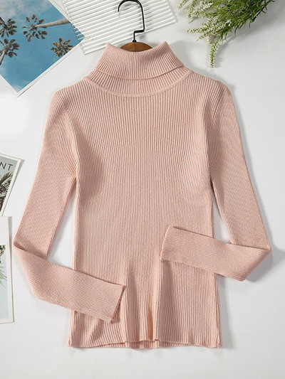 JMPRS Απλό γυναικείο πουλόβερ με ζιβάγκο πουλόβερ χειμερινής μόδας Ελαστικό πλεκτό γυναικείο πουλόβερ casual μασίφ μαύρα γυναικεία βασικά μπλουζάκια