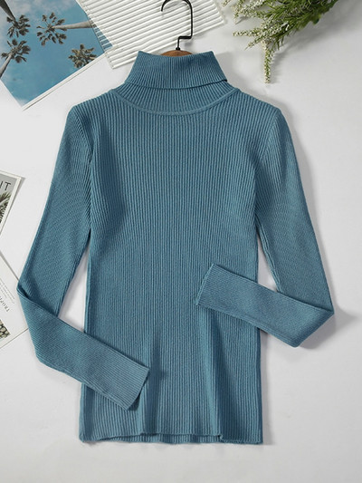 JMPRS Απλό γυναικείο πουλόβερ με ζιβάγκο πουλόβερ χειμερινής μόδας Ελαστικό πλεκτό γυναικείο πουλόβερ casual μασίφ μαύρα γυναικεία βασικά μπλουζάκια