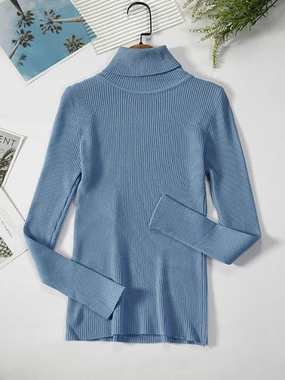 JMPRS Απλό γυναικείο πουλόβερ με ζιβάγκο πουλόβερ χειμερινής μόδας Ελαστικό πλεκτό γυναικείο πουλόβερ casual μασίφ μαύρα γυναικεία βασικά μπλουζάκια