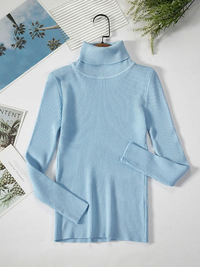 JMPRS Απλό γυναικείο πουλόβερ με ζιβάγκο πουλόβερ χειμερινής μόδας Ελαστικό πλεκτό γυναικείο πουλόβερ casual μασίφ μαύρα γυναικεία βασικά μπλουζάκια