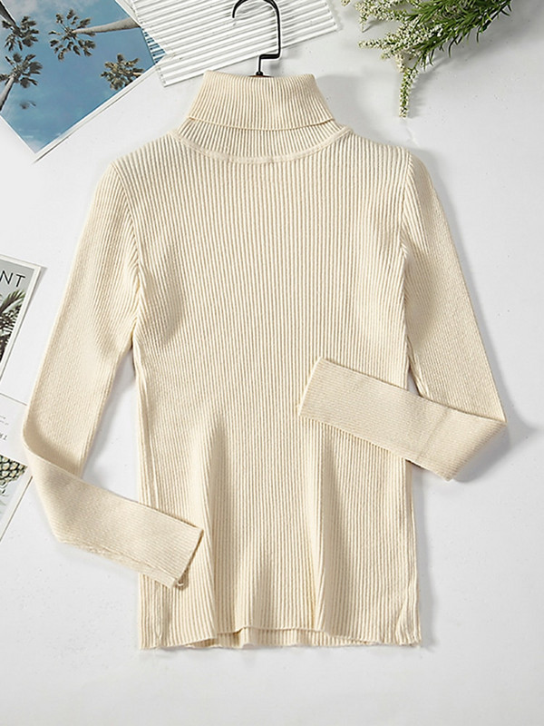 JMPRS Απλό γυναικείο πουλόβερ με ζιβάγκο πουλόβερ χειμερινής μόδας Ελαστικό πλεκτό γυναικείο πουλόβερ casual μασίφ μαύρα γυναικεία βασικά μπλουζάκια