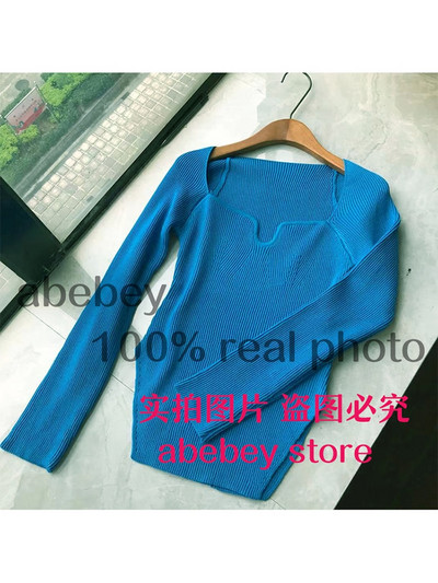 Nova modna ženska odjeća za proljeće i ljeto 2022., četvrtasti ovratnik, punih rukava, elastični seksi pulover visokog struka WK080