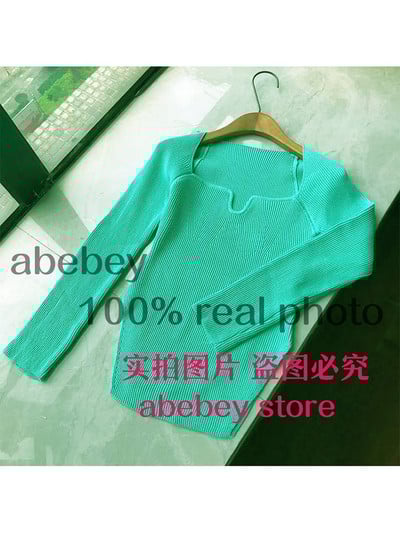 Nova modna ženska odjeća za proljeće i ljeto 2022., četvrtasti ovratnik, punih rukava, elastični seksi pulover visokog struka WK080