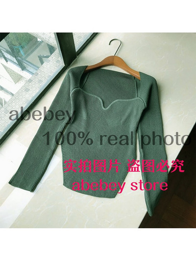 Nova modna ženska odjeća za proljeće i ljeto 2022., četvrtasti ovratnik, punih rukava, elastični seksi pulover visokog struka WK080