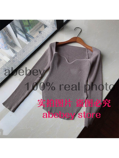 Nova modna ženska odjeća za proljeće i ljeto 2022., četvrtasti ovratnik, punih rukava, elastični seksi pulover visokog struka WK080