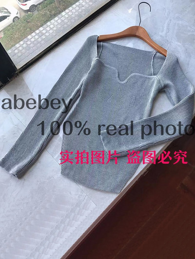 Nova modna ženska odjeća za proljeće i ljeto 2022., četvrtasti ovratnik, punih rukava, elastični seksi pulover visokog struka WK080