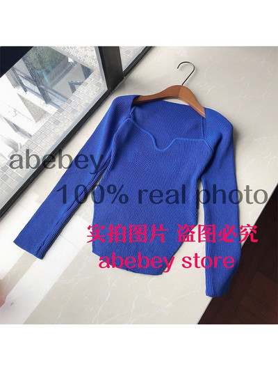 Nova modna ženska odjeća za proljeće i ljeto 2022., četvrtasti ovratnik, punih rukava, elastični seksi pulover visokog struka WK080