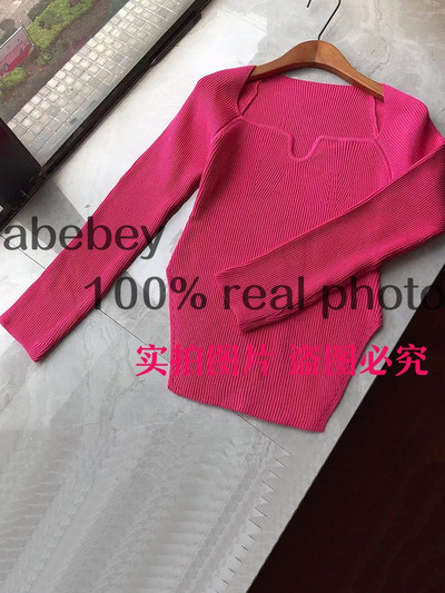 Nova modna ženska odjeća za proljeće i ljeto 2022., četvrtasti ovratnik, punih rukava, elastični seksi pulover visokog struka WK080