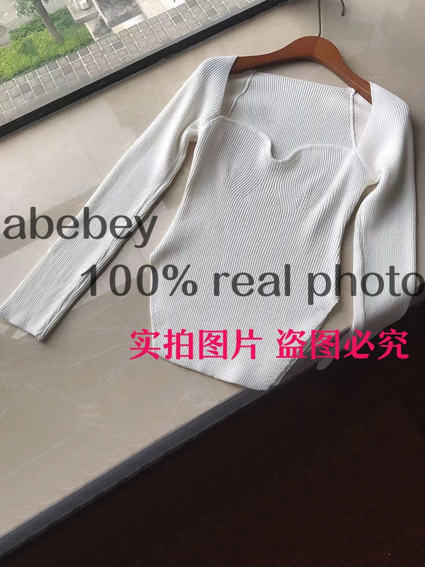 Nova modna ženska odjeća za proljeće i ljeto 2022., četvrtasti ovratnik, punih rukava, elastični seksi pulover visokog struka WK080