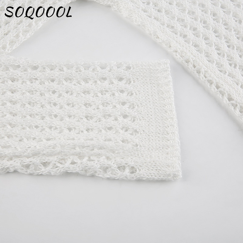 Vintage labavi izdubljeni pleteni puloveri Ženska ležerna Y2K odjeća 2022. Majice s kratkim rukavima Ljetne majice Puloveri Fairycore Grunge Pletiva