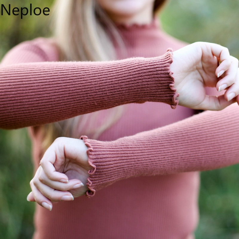 Neploe 2022 m. rudens, žiemos raukiniai megztiniai su raukšlėmis, moteriški megztiniai, labai elastingi, tvirti moteriški ploni, seksualūs megzti megztiniai