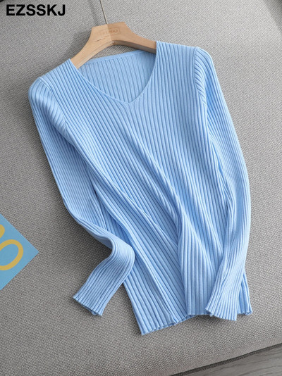 2022 βασικό χειμερινό πουλόβερ φθινοπωρινό χειμερινό πουλόβερ Γυναικείο πλεκτό πουλόβερ λεπτό μακρυμάνικο πουλόβερ badycon φθηνό