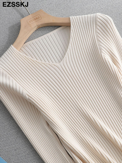 2022 βασικό χειμερινό πουλόβερ φθινοπωρινό χειμερινό πουλόβερ Γυναικείο πλεκτό πουλόβερ λεπτό μακρυμάνικο πουλόβερ badycon φθηνό