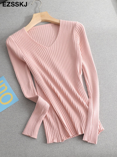 2022 βασικό χειμερινό πουλόβερ φθινοπωρινό χειμερινό πουλόβερ Γυναικείο πλεκτό πουλόβερ λεπτό μακρυμάνικο πουλόβερ badycon φθηνό