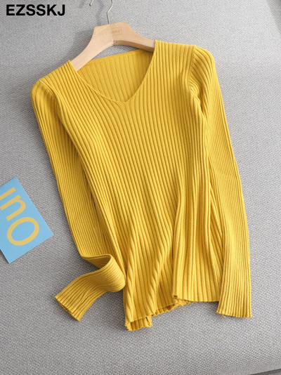 2022 βασικό χειμερινό πουλόβερ φθινοπωρινό χειμερινό πουλόβερ Γυναικείο πλεκτό πουλόβερ λεπτό μακρυμάνικο πουλόβερ badycon φθηνό