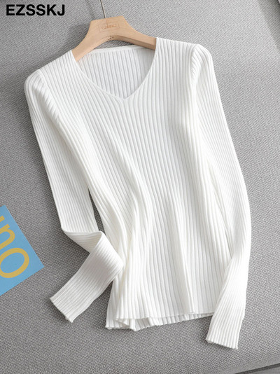 2022 βασικό χειμερινό πουλόβερ φθινοπωρινό χειμερινό πουλόβερ Γυναικείο πλεκτό πουλόβερ λεπτό μακρυμάνικο πουλόβερ badycon φθηνό