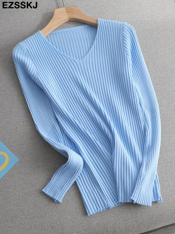 2022 βασικό χειμερινό πουλόβερ φθινοπωρινό χειμερινό πουλόβερ Γυναικείο πλεκτό πουλόβερ λεπτό μακρυμάνικο πουλόβερ badycon φθηνό