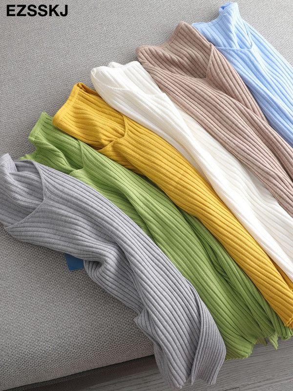 2022 βασικό χειμερινό πουλόβερ φθινοπωρινό χειμερινό πουλόβερ Γυναικείο πλεκτό πουλόβερ λεπτό μακρυμάνικο πουλόβερ badycon φθηνό