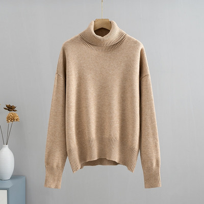 GIGOGOU CHIC Sieviešu džemperis ar apkakli rudens ziemas biezi silti džemperi, lielizmēra, brīvi trikotāžas džemperi, sieviešu vilkšana
