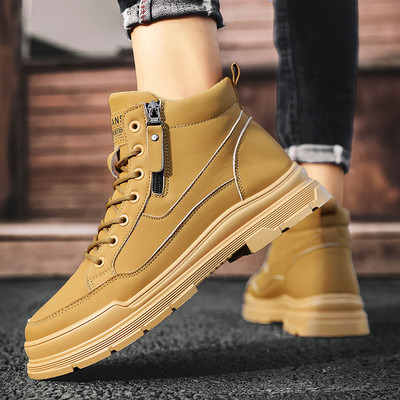 Νέο μοντέλο ανδρικές μπότες με επίπεδη σόλα - από τεχνητό δέρμα