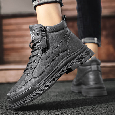 Νέο μοντέλο ανδρικές μπότες με επίπεδη σόλα - από τεχνητό δέρμα