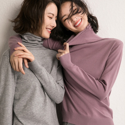 Φθινοπωρινό χειμωνιάτικο πουλόβερ με ζιβάγκο με λεπτή εφαρμογή Βασικά πουλόβερ 2022 Κορεατικά πλεκτά μπλουζάκια Μόδας Γυναικείο πουλόβερ Stretch πουλόβερ