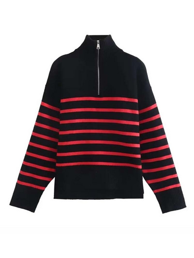 Klkxmyt sieviešu džemperis, 2022. gada modes svītrains, brīvs rāvējslēdzējs, adāms džemperis Vintage ar garām piedurknēm, asimetrijas sieviešu džemperi