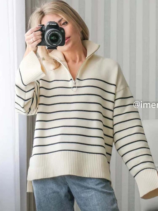 Klkxmyt sieviešu džemperis, 2022. gada modes svītrains, brīvs rāvējslēdzējs, adāms džemperis Vintage ar garām piedurknēm, asimetrijas sieviešu džemperi