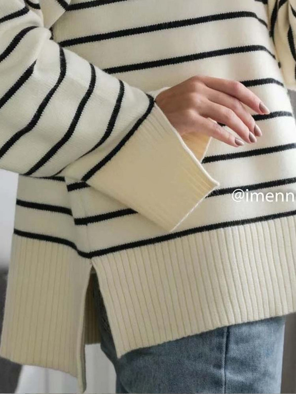 Klkxmyt sieviešu džemperis, 2022. gada modes svītrains, brīvs rāvējslēdzējs, adāms džemperis Vintage ar garām piedurknēm, asimetrijas sieviešu džemperi