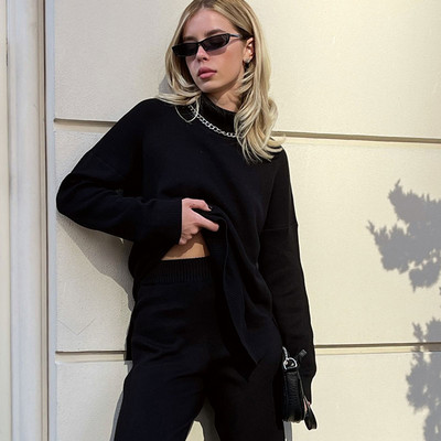 Ikdienas sieviešu trikotāžas džemperis ar bruņurupuču apkakli, lielizmēra sieviešu džemperi ar garām piedurknēm.