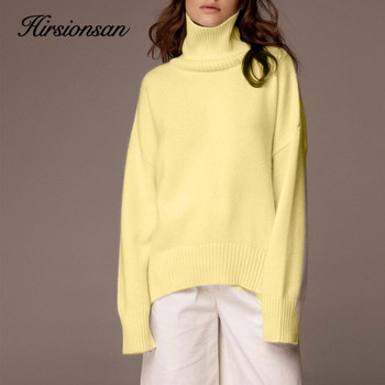 Hirsionsan Chic Turtle Neck Есенно-зимен пуловер Дамски мек топъл основен плетен пуловер 12 цвята Свободен ежедневен женски пуловер