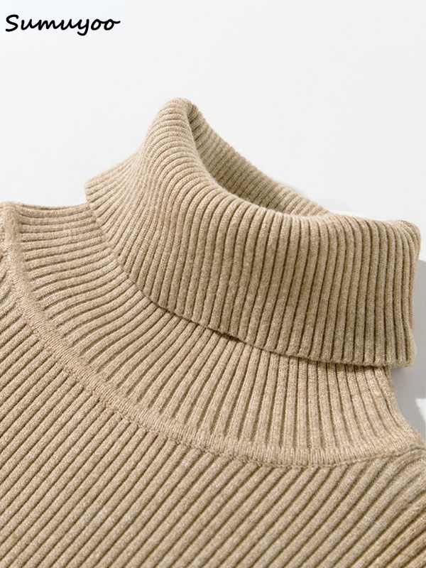 Sumuyoo 2022 Basic γυναικεία πουλόβερ με ζιβάγκο Φθινοπωρινές χειμερινές μπλούζες Λεπτές γυναικείες πουλόβερ Πλεκτό πουλόβερ πουλόβερ Απαλό ζεστό τράβηγμα