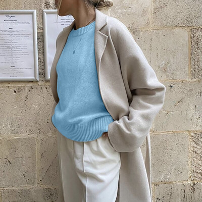 WYWM Κασμίρ Κομψό Γυναικείο πουλόβερ Πλεκτό Πλεκτό Βασικό Πουλόβερ O Λαιμός Χαλαρό Μαλακό Γυναικείο Πλεκτό Πλεκτό