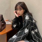 2021 rudens Ziemas korejiešu stilā Love Embroidery trikotāžas jakas sieviešu brīvi džemperi Sieviešu jakas (C8213