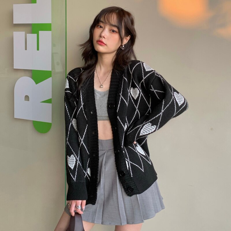 2021 rudens Ziemas korejiešu stilā Love Embroidery trikotāžas jakas sieviešu brīvi džemperi Sieviešu jakas (C8213