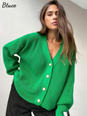 Ženski jednobojni džemper s V-izrezom Elegantni džemper s jednim kopčanjem dugih rukava 2022. Jesen-zima Ženski ulični kardigani