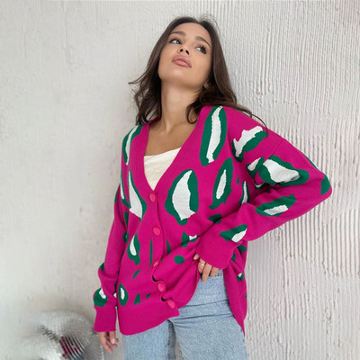 Γυναικείο πουλόβερ με μονό στήθος Ζακέτα Γυναικεία χειμωνιάτικο μακρυμάνικο V λαιμόκοψη Πλεκτό παλτό Γυναικεία casual πουλόβερ Τοπ