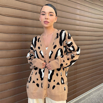 Γυναικείο πουλόβερ με μονό στήθος Ζακέτα Γυναικεία χειμωνιάτικο μακρυμάνικο V λαιμόκοψη Πλεκτό παλτό Γυναικεία casual πουλόβερ Τοπ