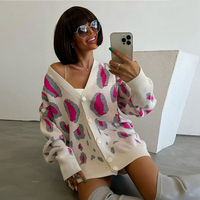 Γυναικείο πουλόβερ με μονό στήθος Ζακέτα Γυναικεία χειμωνιάτικο μακρυμάνικο V λαιμόκοψη Πλεκτό παλτό Γυναικεία casual πουλόβερ Τοπ