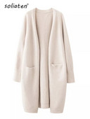 2022 Lady V-neck Oversize Μακρύ πουλόβερ Ζακέτες Μπουφάν Νέο Γυναικείο Πουλόβερ Κορέα Ζακέτα Παλτό Πανωφόρι TOP C-124