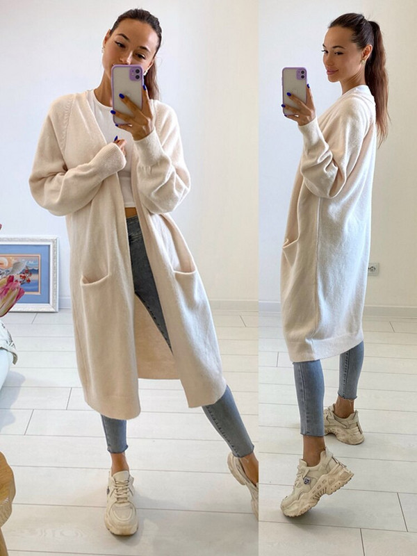 2022 Lady V-neck Oversize Μακρύ πουλόβερ Ζακέτες Μπουφάν Νέο Γυναικείο Πουλόβερ Κορέα Ζακέτα Παλτό Πανωφόρι TOP C-124