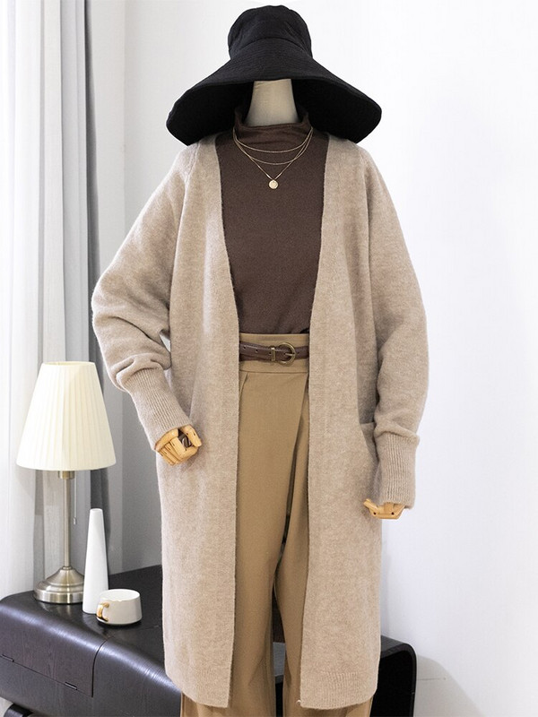 2022 Lady V-neck Oversize Μακρύ πουλόβερ Ζακέτες Μπουφάν Νέο Γυναικείο Πουλόβερ Κορέα Ζακέτα Παλτό Πανωφόρι TOP C-124