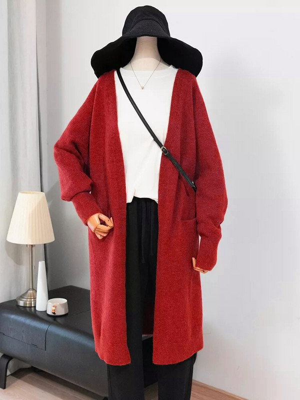 2022 Lady V-neck Oversize Μακρύ πουλόβερ Ζακέτες Μπουφάν Νέο Γυναικείο Πουλόβερ Κορέα Ζακέτα Παλτό Πανωφόρι TOP C-124