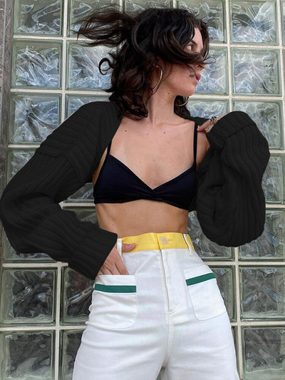 WannaThis trikotāžas jakas sievietēm ar garām piedurknēm Crop rudens modes ikdienas džemperis Seksīgs ielas apģērbs Virsdrēbes sieviešu džemperis