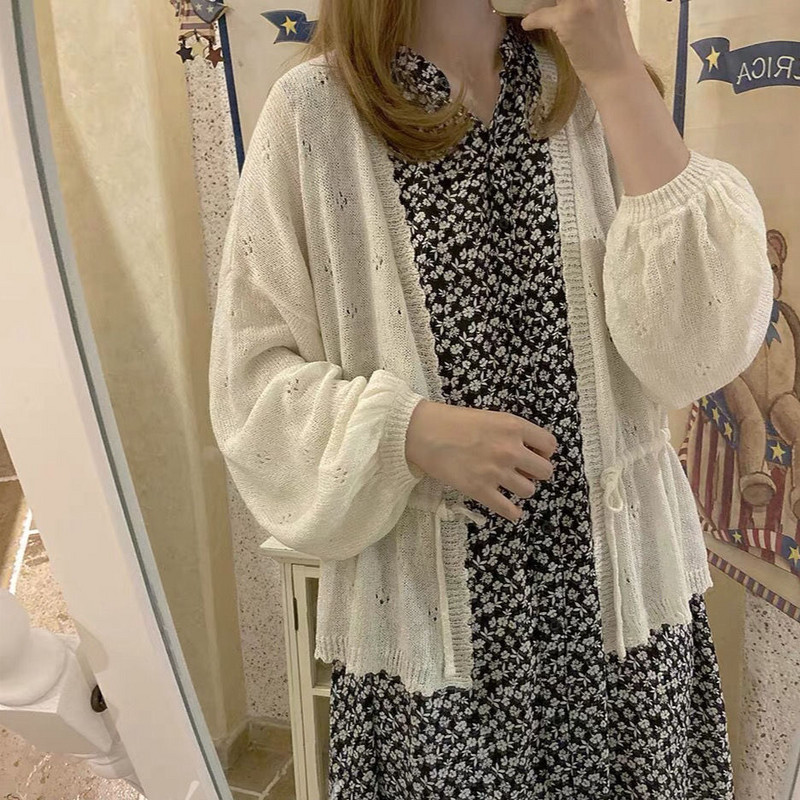 Sieviešu jaka jauns pavasaris, brīvs mežģīnes, jaukas, meitenes, sikspārņu piedurknes, vintage korejiešu stila trikotāžas džemperi, sieviešu aizsardzība pret sauli