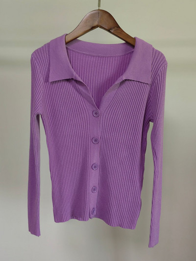 Sieviešu seksīgs V kakla izgriezums ar garām piedurknēm, velkamās piedurknes, trikotāžas džemperis, 2022. gada rudens, jauns atloks, slaids, slaidinošs sieviešu tops ar dobām pogām