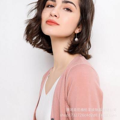 Moteriški megztiniai, 2022 m. rudens, viena krūtinė, megztas V formos iškirpte Madingas trumpas trikotažas, vientisas mėlynas žalias rožinis moteriškas džemperis