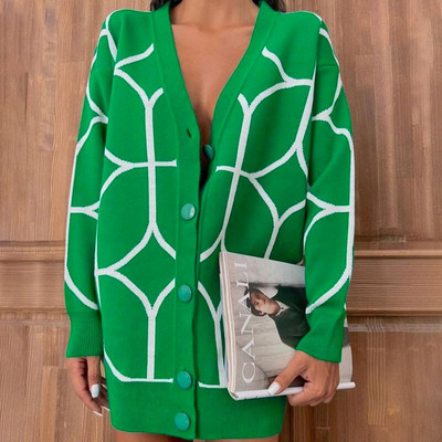 Leopard print Cardigan Γυναικείο πουλόβερ Oversize Jumper με λαιμόκοψη V πλεκτό χοντρό ζεστό γυναικείο πουλόβερ Κομψές μακρυμάνικο τοπ ζακέτες