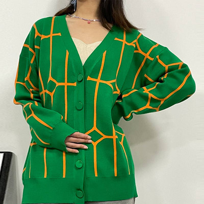 Leopard print Cardigan Γυναικείο πουλόβερ Oversize Jumper με λαιμόκοψη V πλεκτό χοντρό ζεστό γυναικείο πουλόβερ Κομψές μακρυμάνικο τοπ ζακέτες