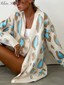 Ženski leopard jesenski pulover Kardigan široke ženske zimske elegantne veste sa životinjskim uzorkom na jedno redno kopčanje 2022.